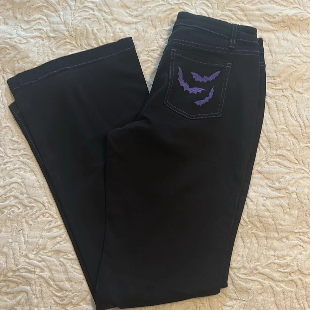 The Grave Girls Dolls Kill lace up embroidered bat jeans XL